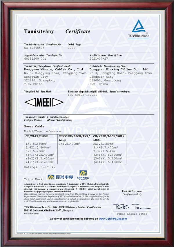 德國萊茵TUV認(rèn)證證書